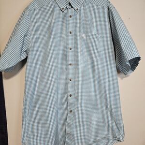 Ariat Pro Series Men’s Large Tall (LT) Blue White Plaid Short Sleeve Western